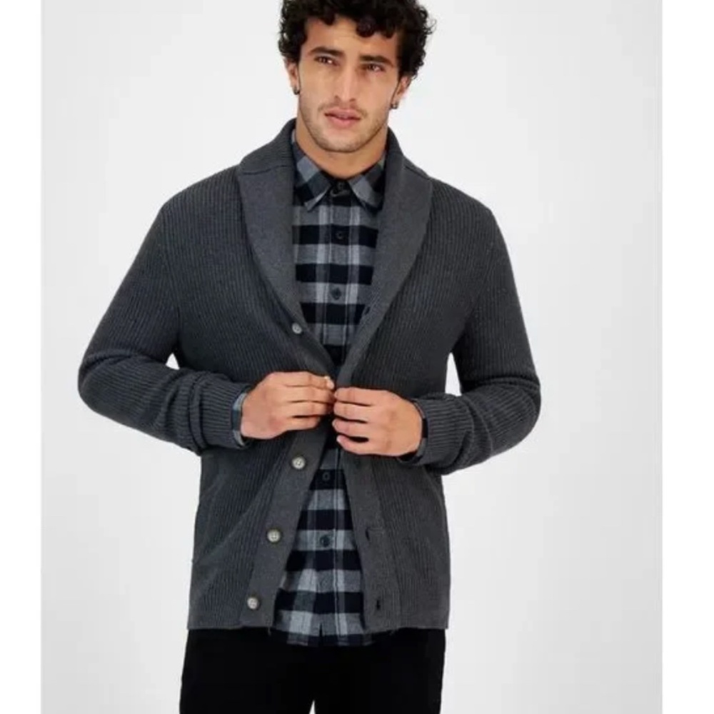 Sun + Stone Alvin Cardigan Sweater Gray 100% Cotton Size Small NWT